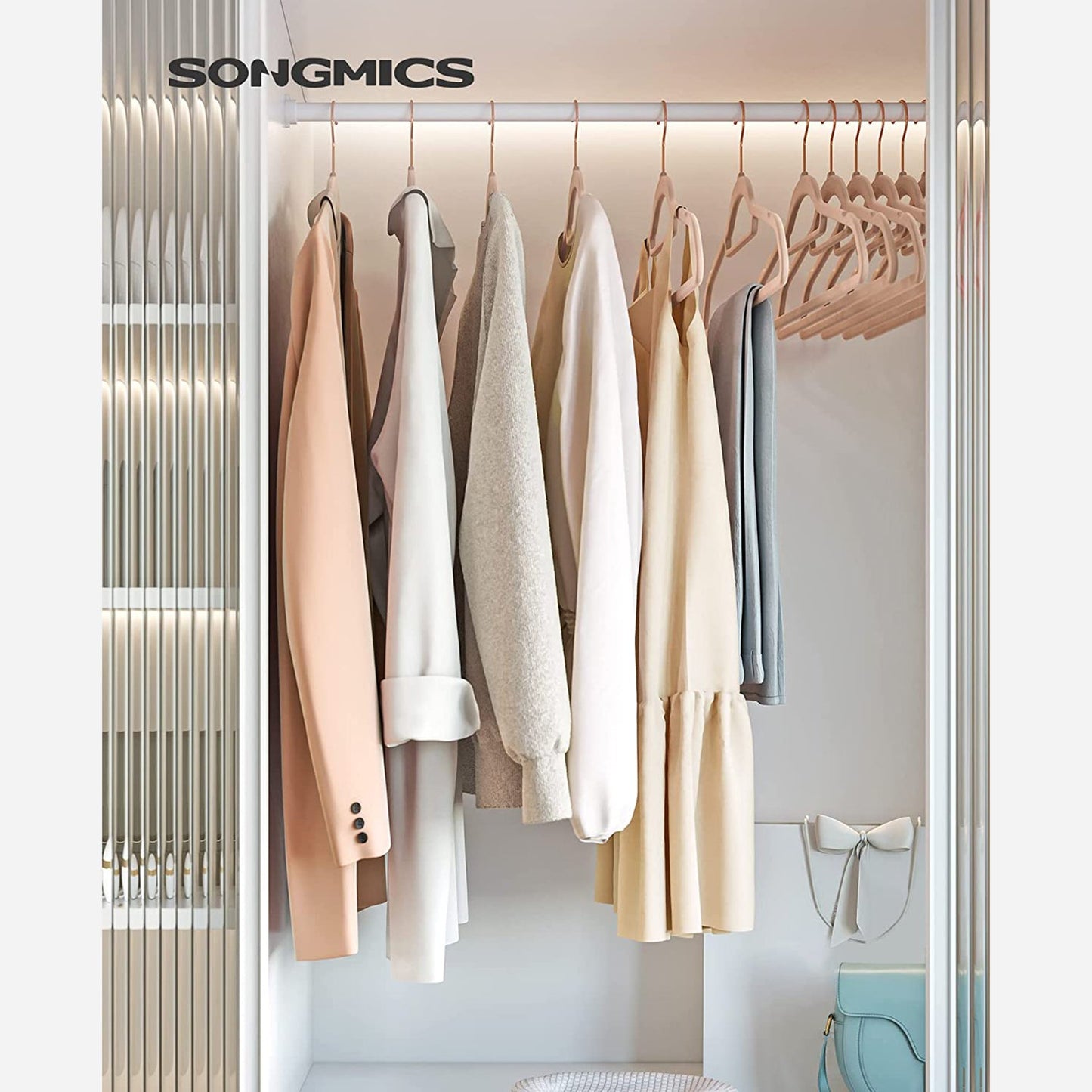 Set of 50 Clothes Hanger with Rose Gold Swivel Hook