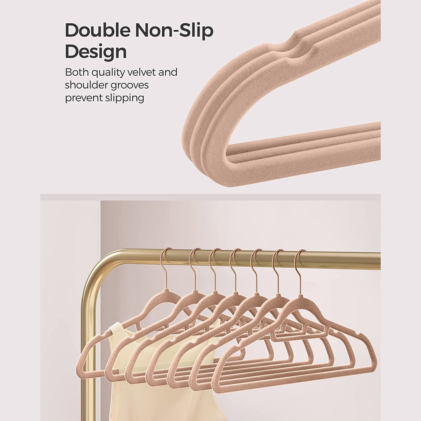 Set of 50 Clothes Hanger with Rose Gold Swivel Hook