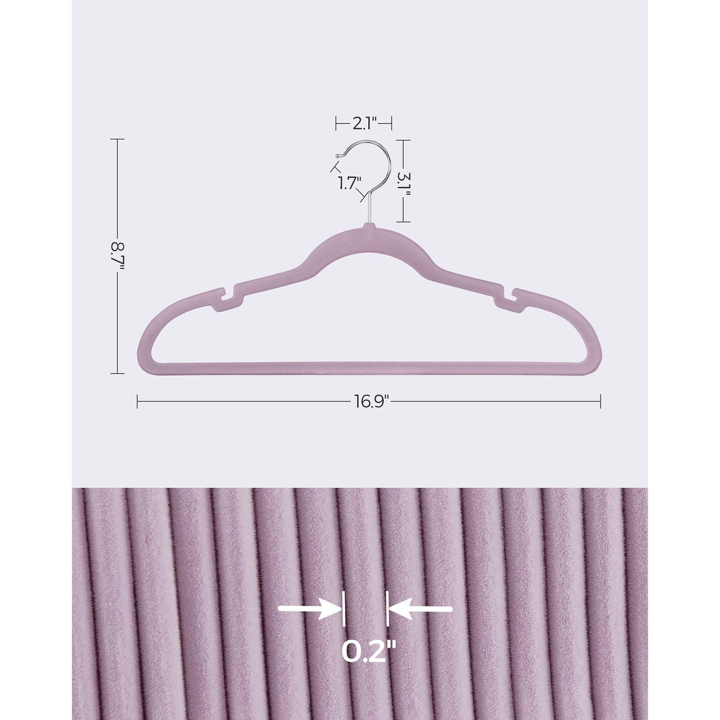 50-Pack Velvet Hangers Light Purple