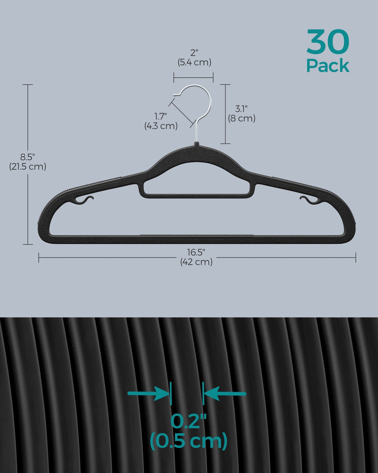 Pack of 30 Heavy-Duty Plastic Hangers