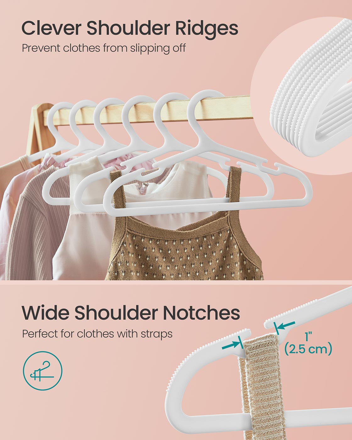Baby Hangers 60 Pack 11 x 6.1 Inches Non-Slip Cloud White