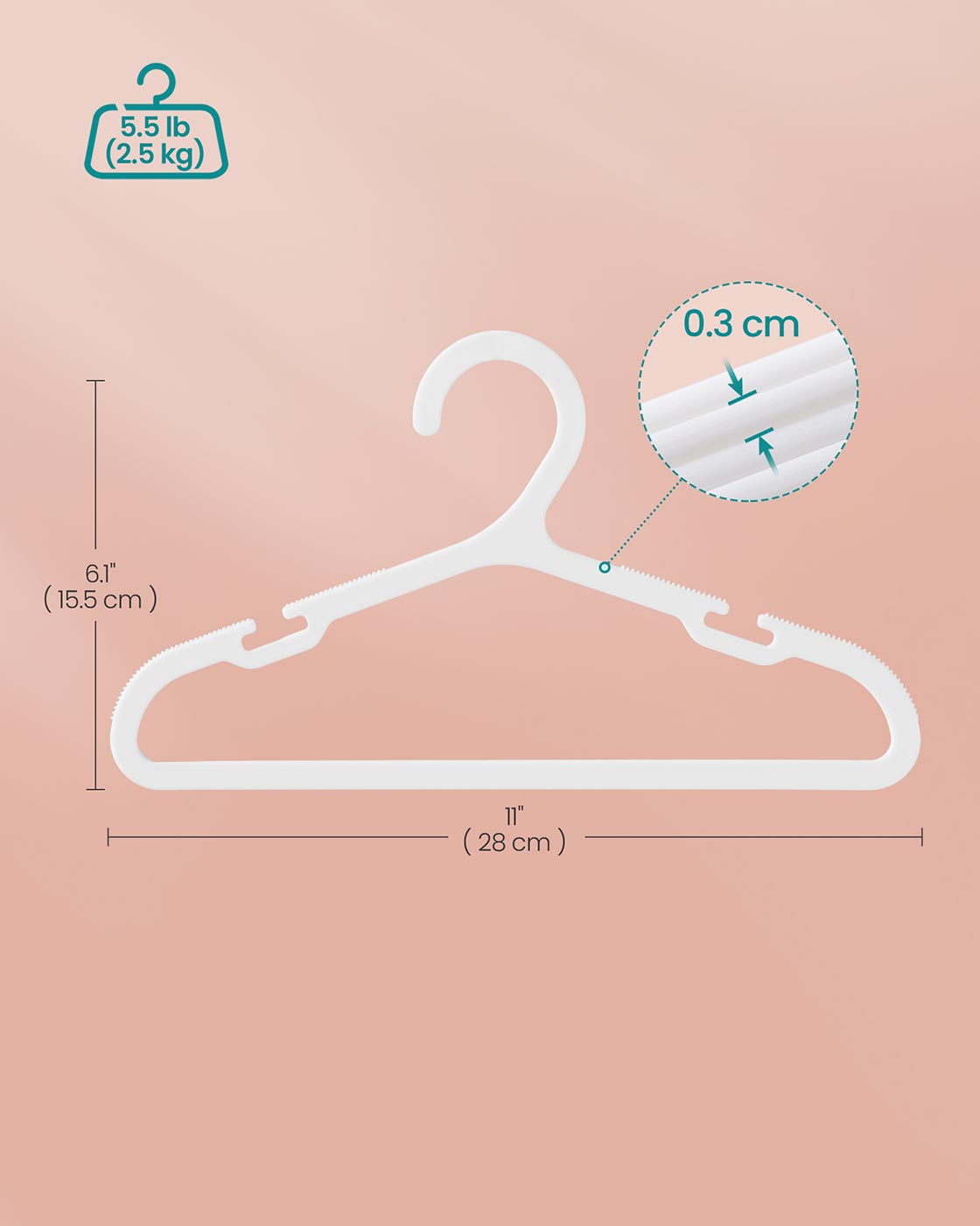 Baby Hangers 60 Pack 11 x 6.1 Inches Non-Slip Cloud White