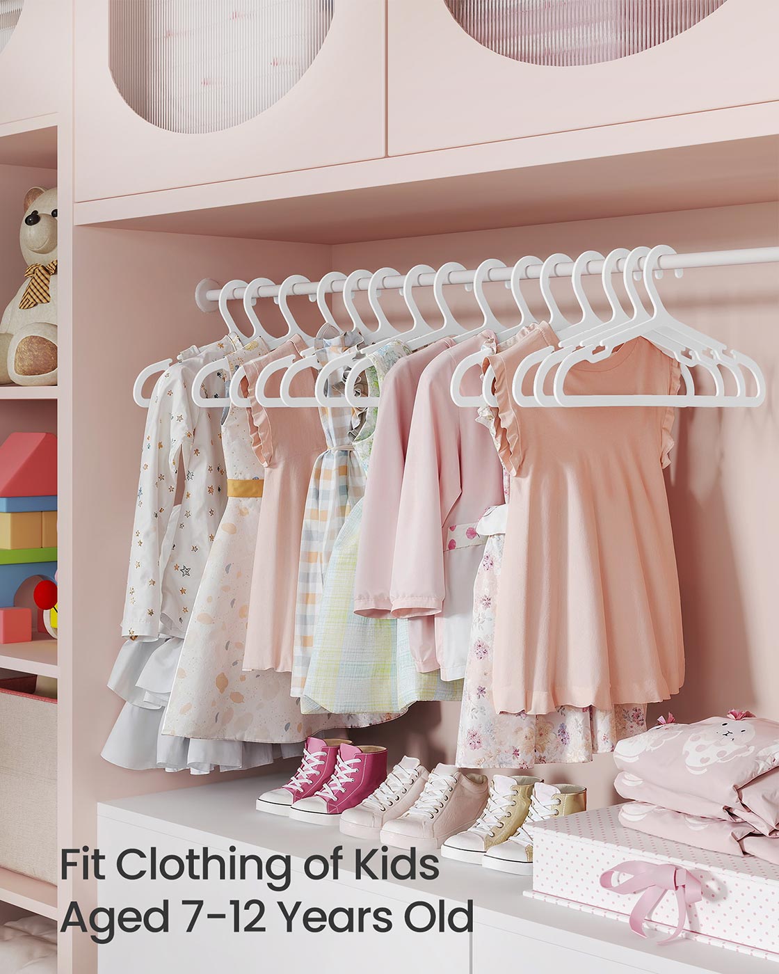 Kids Hangers 100 Pack 14 x 7 Inches Non-Slip Cloud White