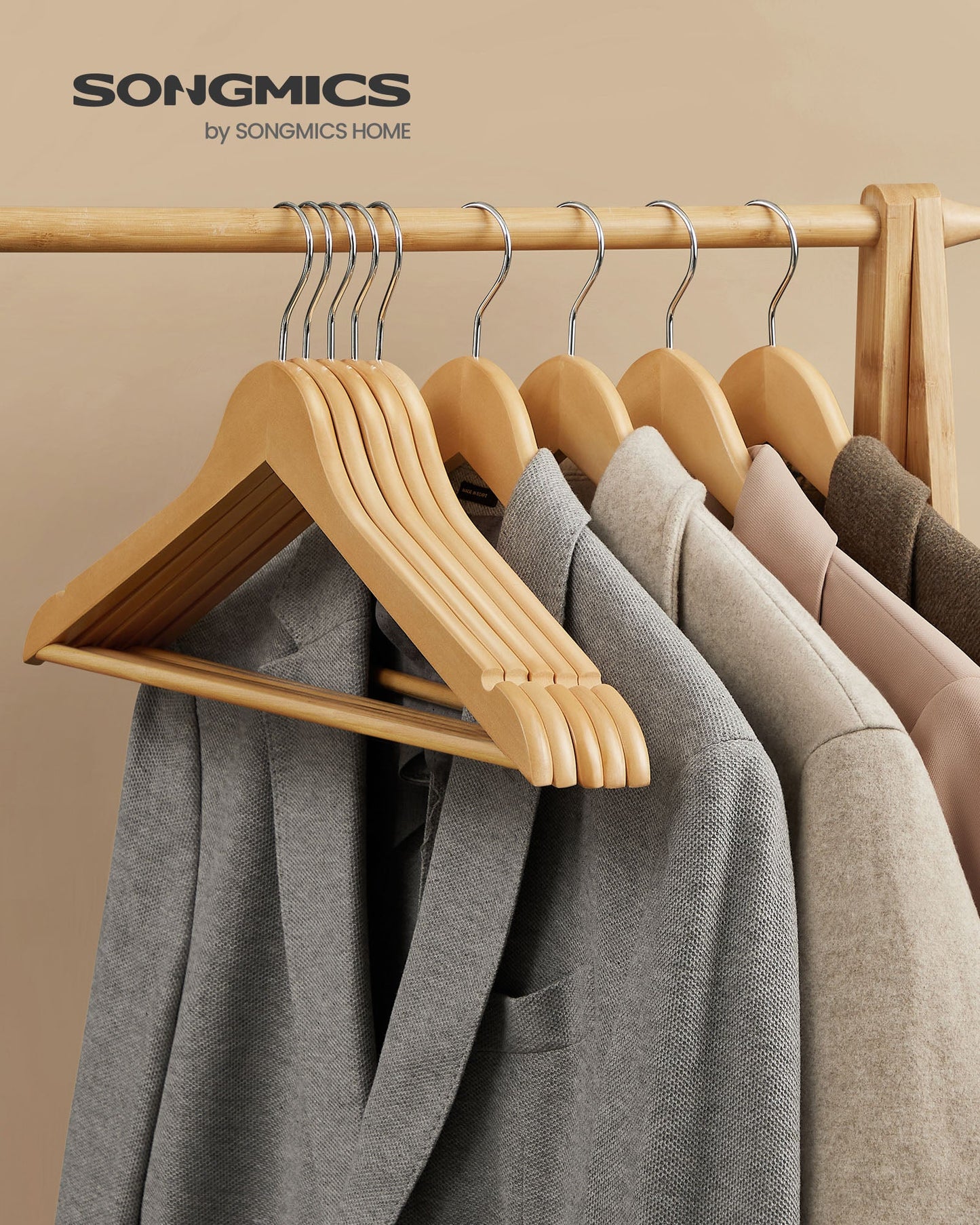 20-Pack Wood Coat Hangers with Shoulder Notches