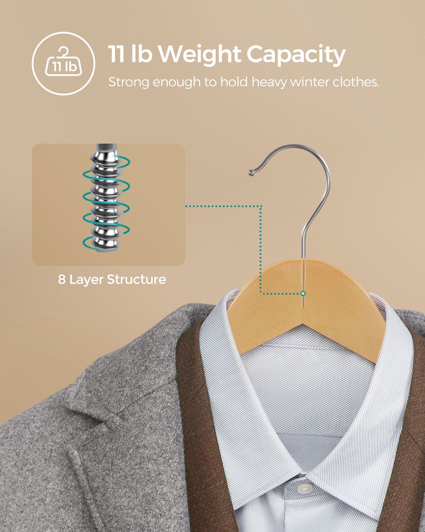 20-Pack Wood Coat Hangers with Shoulder Notches