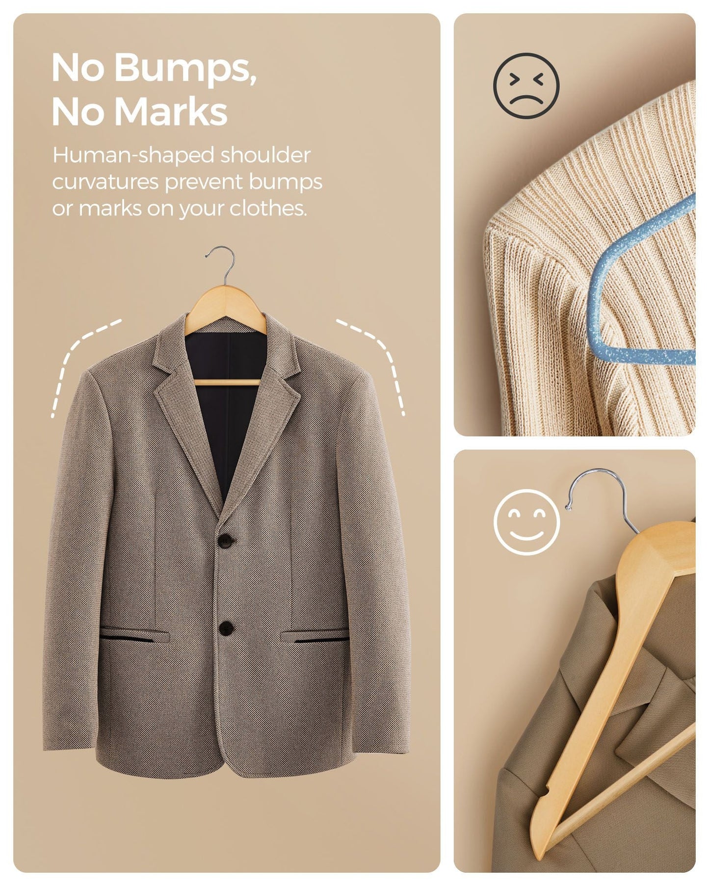 20-Pack Wood Coat Hangers with Shoulder Notches