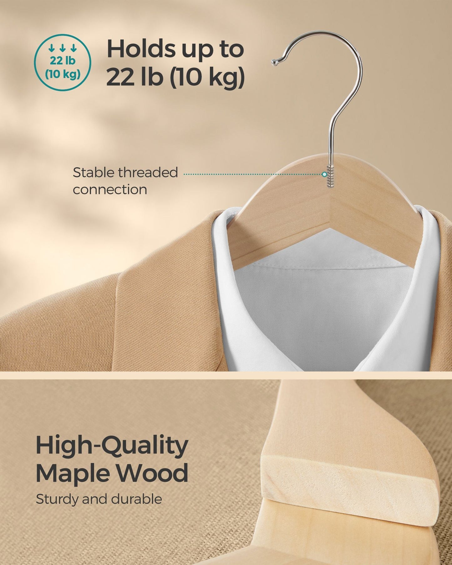 24-Pack Wooden Coat Hangers