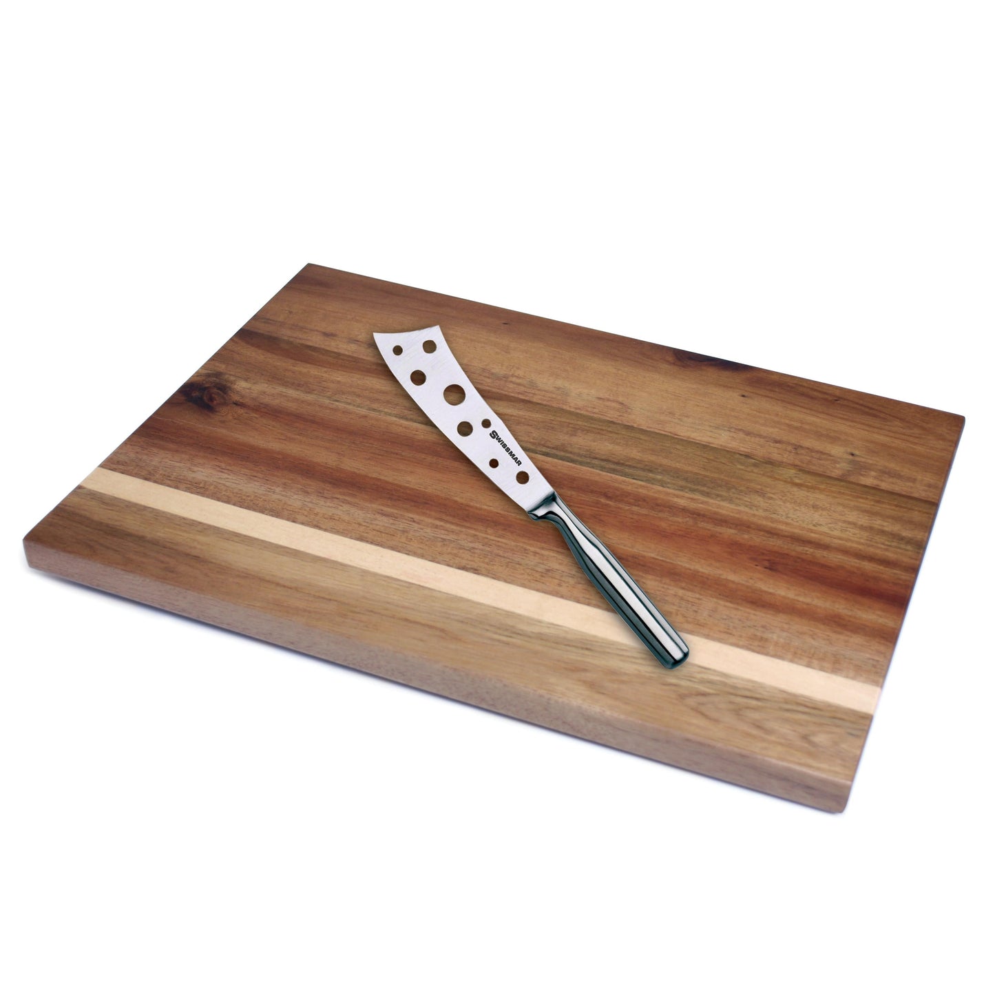 2-Piece Cheese Serving Board Set | Acacia Wood with Stainless Steel Knife | Swissmar