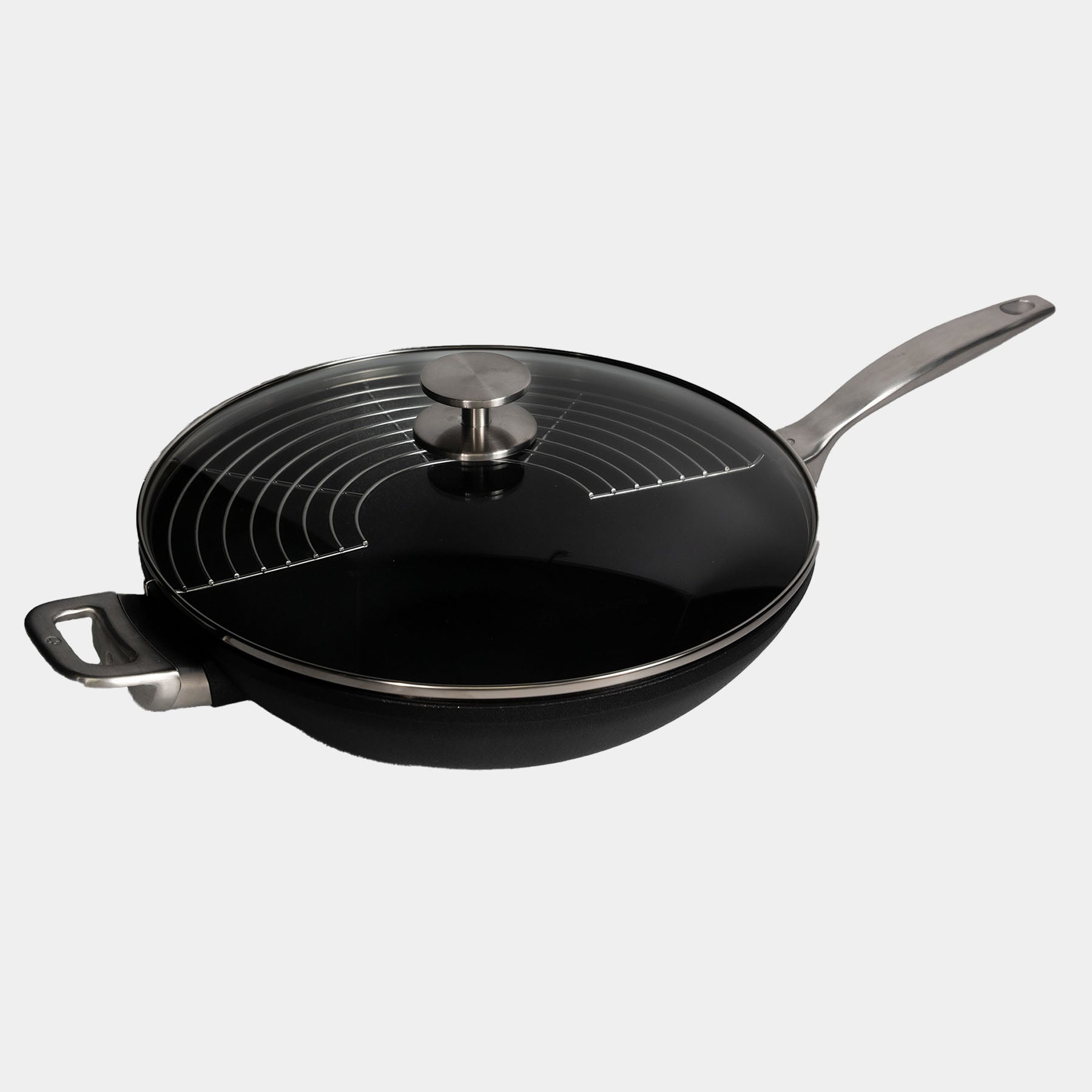 CXD PFAS Free Nonstick Wok with Lid and Rack - 12.5" (32 cm), 5.3 QT (5 L) showcasing elegant design and performance.