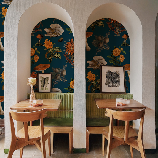 Mushrooms Wallpaper, navy