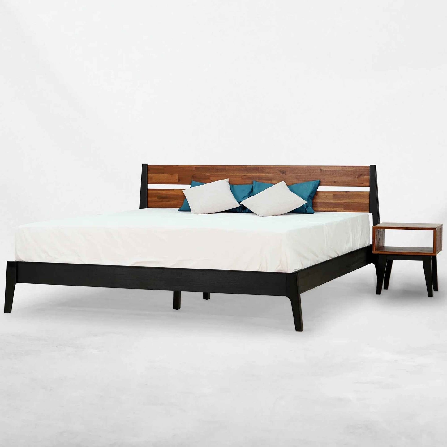 Acacia Callisto Solid Wood Bed Frame and Nightstand Set for a Stylish Bedroom