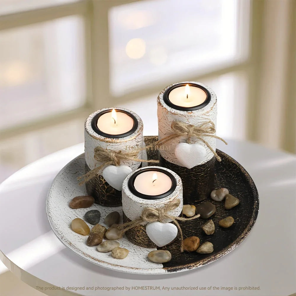 Candle Holder - Decorative Wooden Set