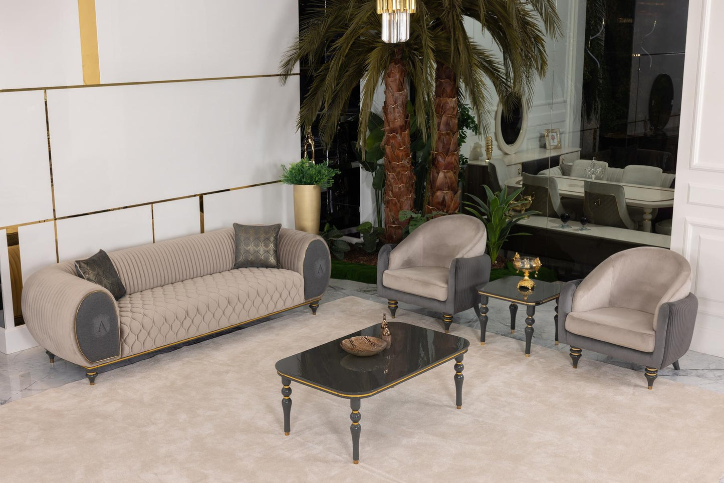 Capella Beige/Gray Living Room Set