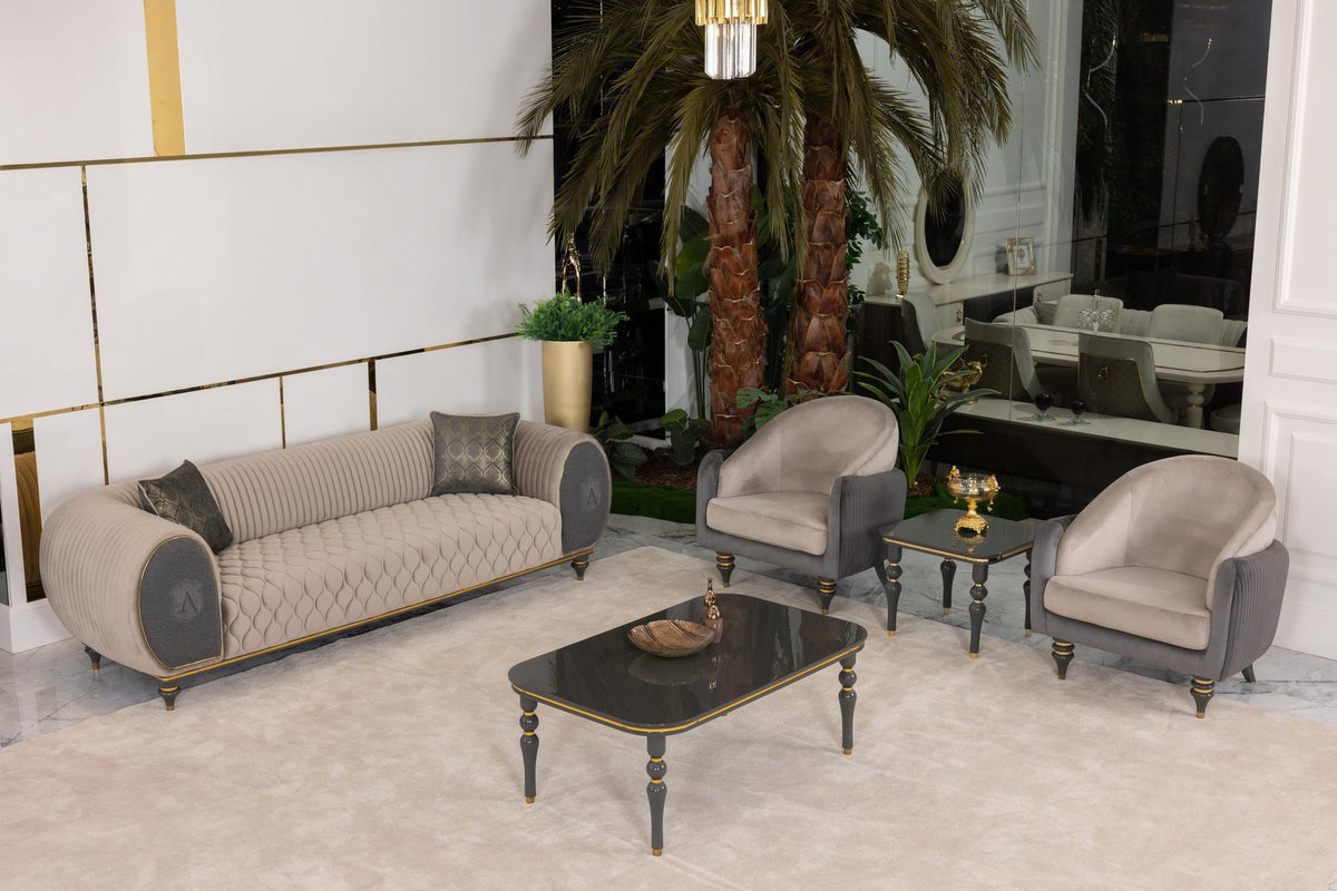 Capella Beige/Gray Living Room Set