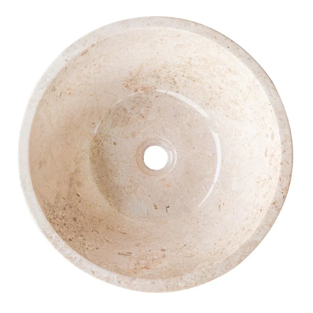 Cappuccino Beige Marble V-Shape Tapered Above Vanity Bathroom Sink Polished (D)16" (H)6"