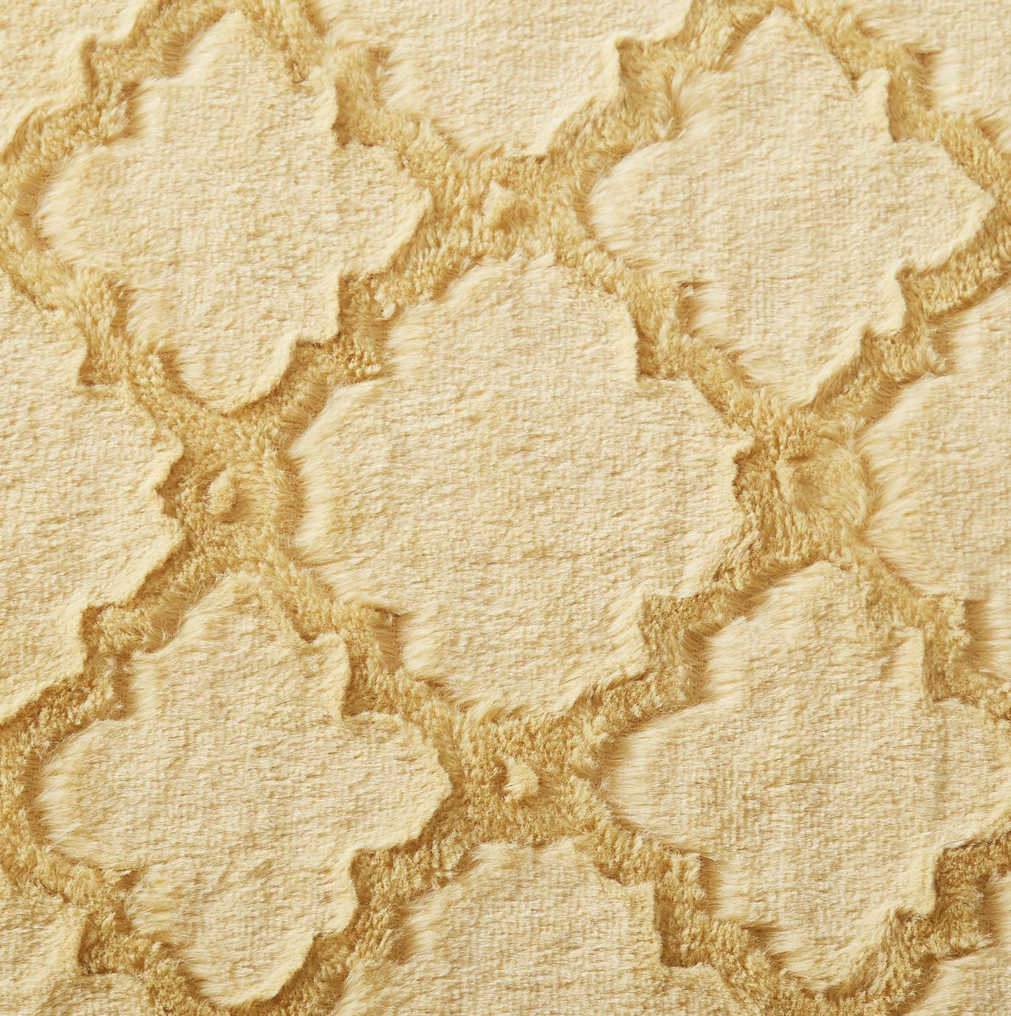 Tache Faux Fur Mustard Yellow Moroccan Lattice Pattern Throw Blanket (3397)