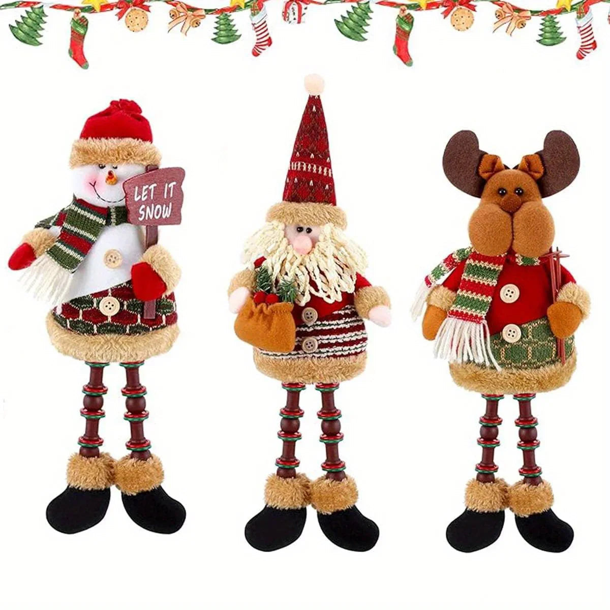 Ceramic Christmas Figurines with Santa, Snowman and Reindeer Designs