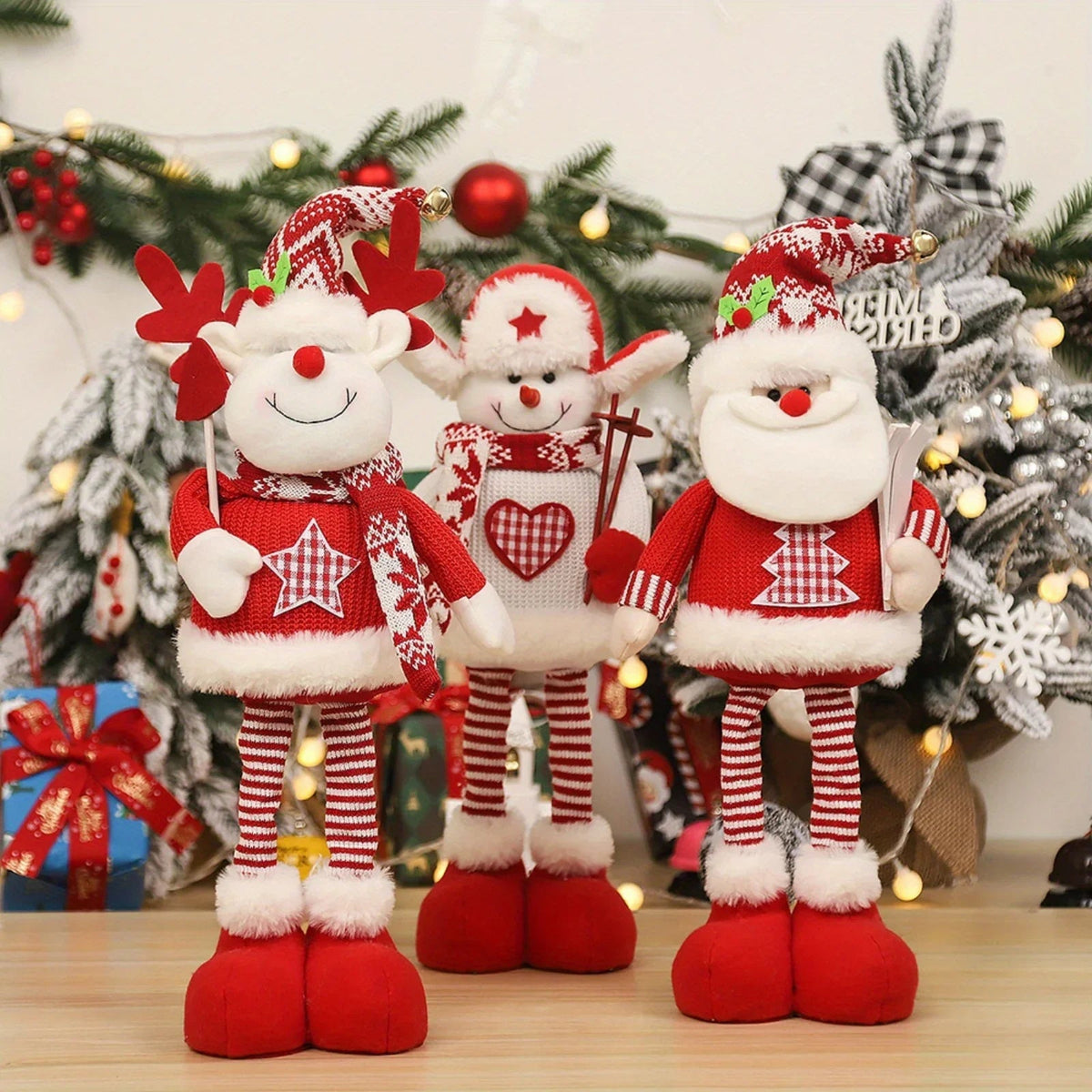 Ceramic Christmas Figurines with Santa, Snowman and Reindeer Designs