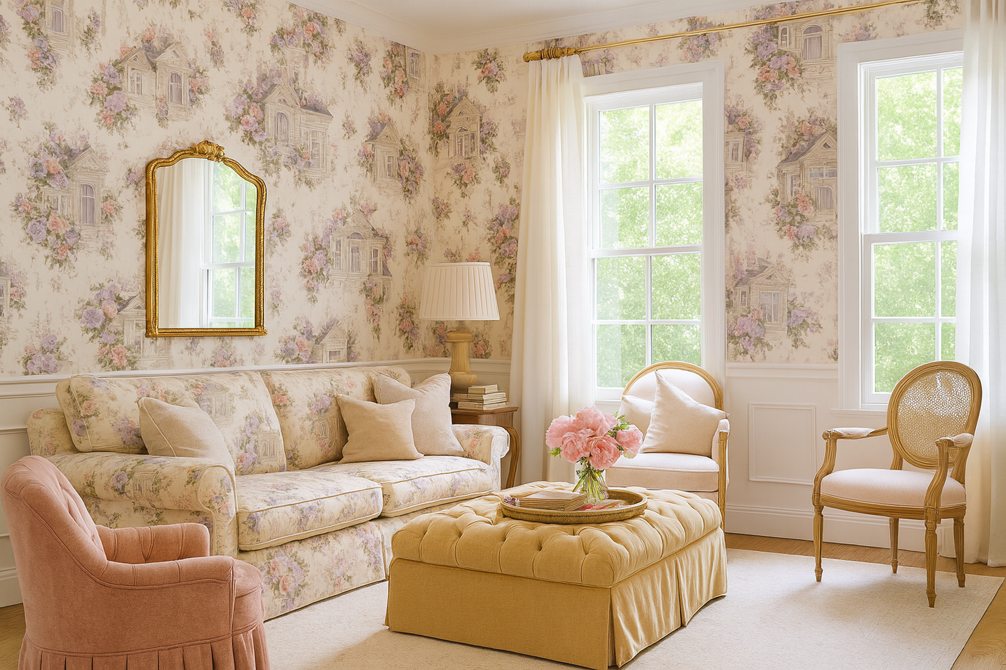 Painted Ladies Floral Wallpaper
