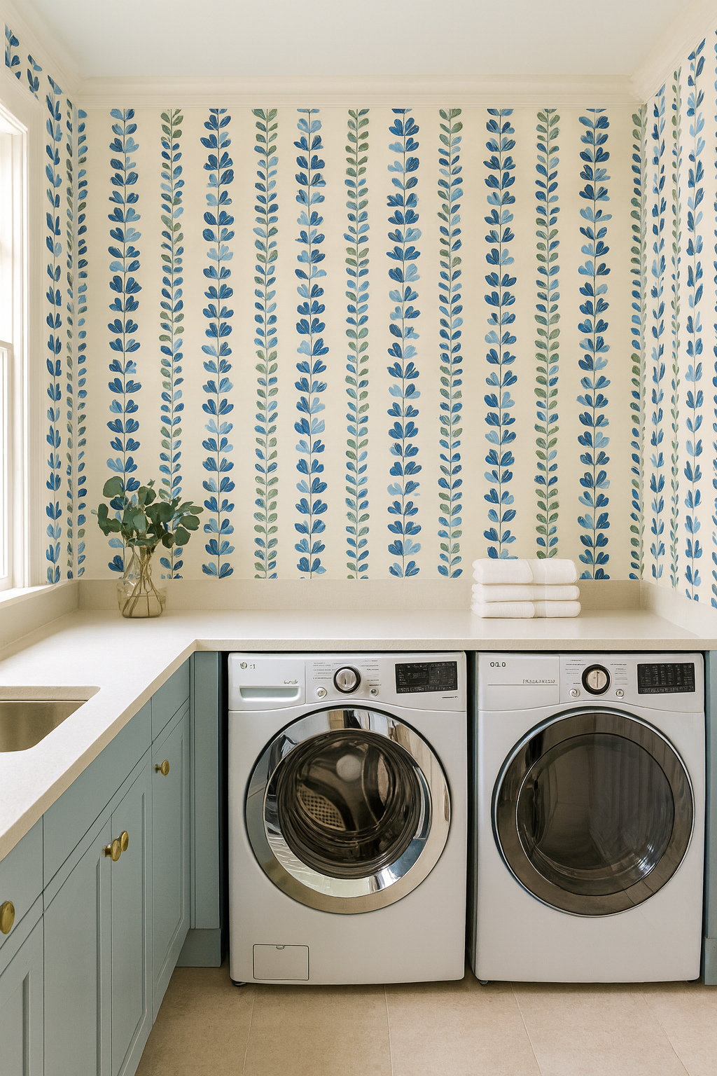 Indigo Vine Parade Wallpaper