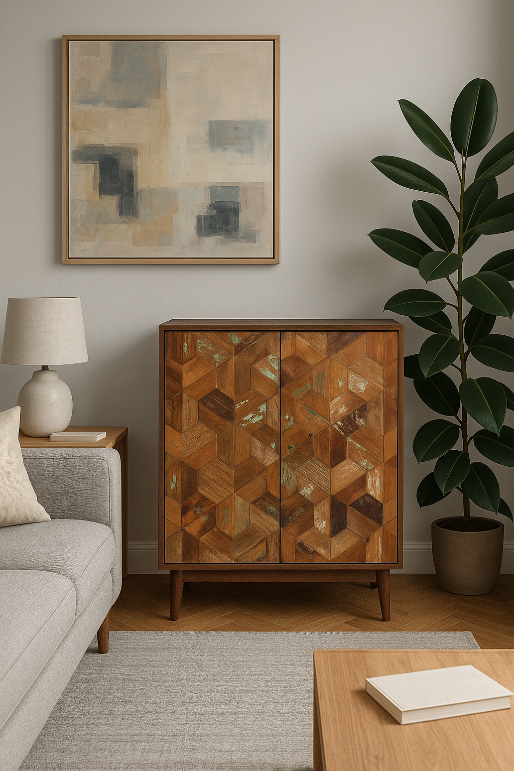 Chevron 2-Door Wooden Cabinet