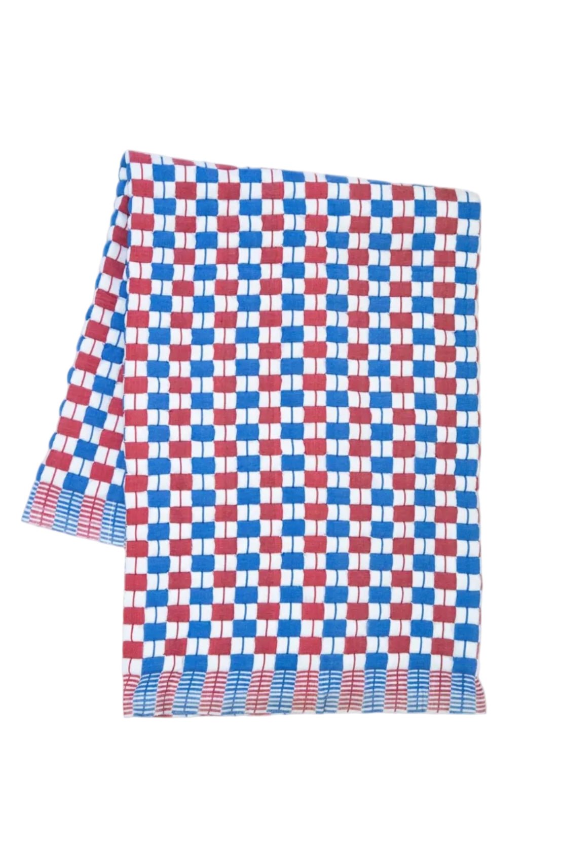 Quilted Sujani Throw Blanket - Red & Blue