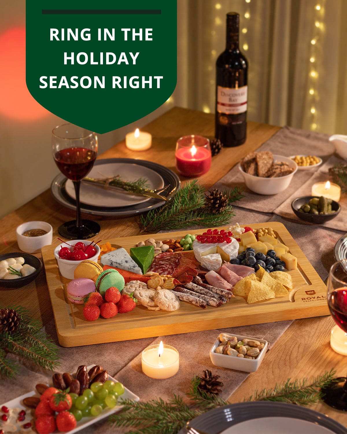 Cutting Board with Compartments, 18” x 12”