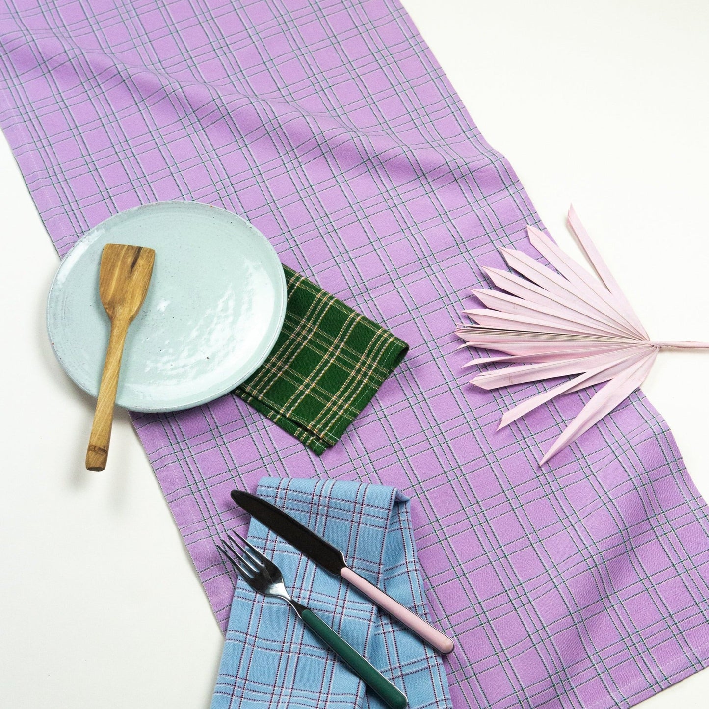 Chiapas Plaid Lilac Table Runner