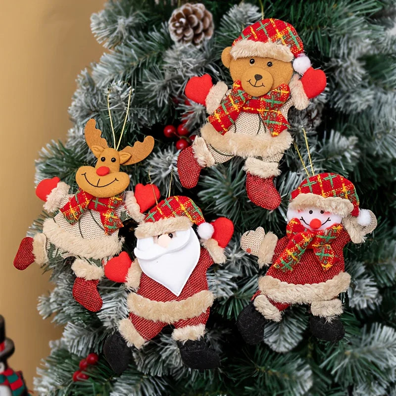Christmas Tree Ornaments Set - 12pcs Figures with Red & Golden Accents