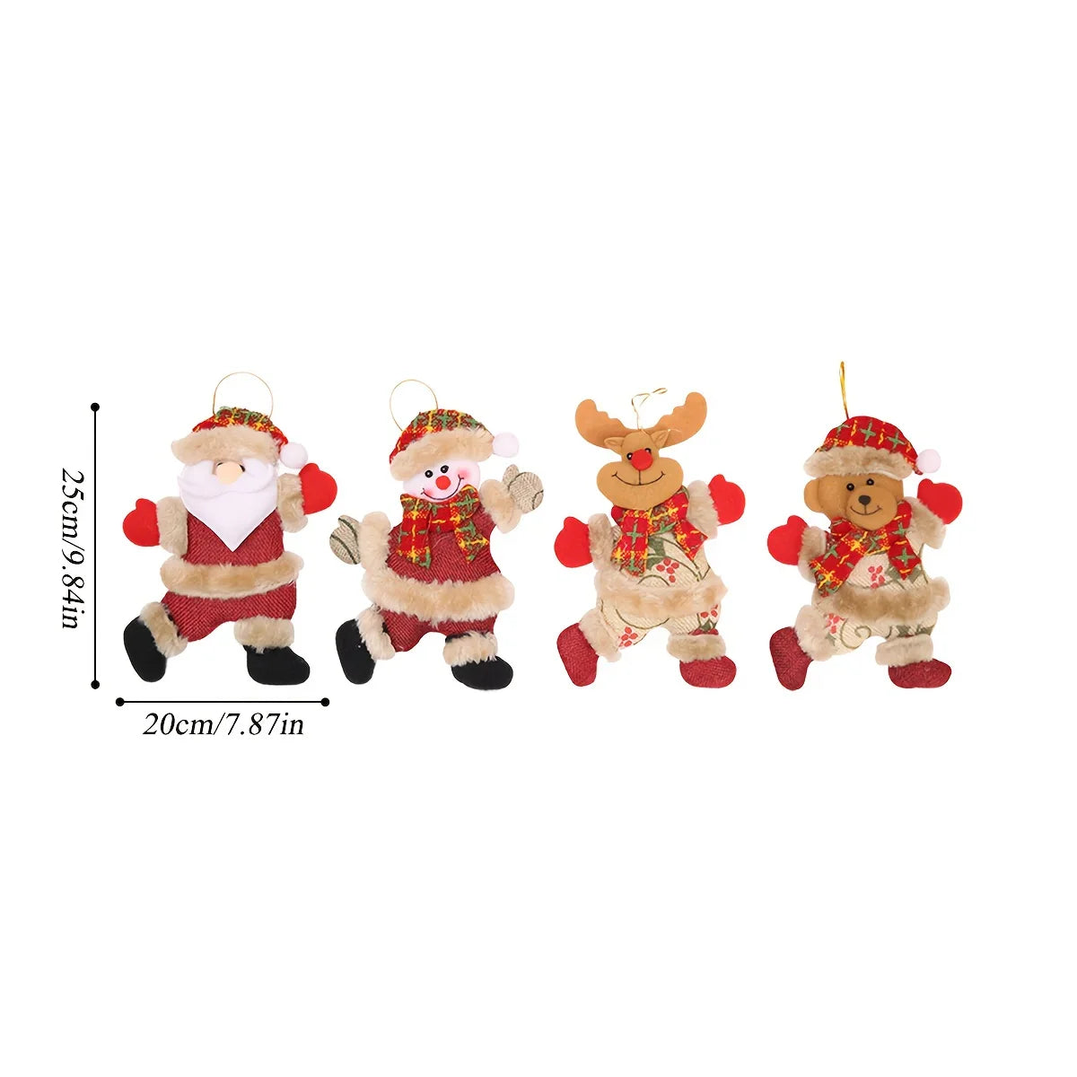 Christmas Tree Ornaments Set - 12pcs Figures with Red & Golden Accents