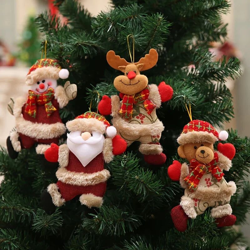 Christmas Tree Ornaments Set - 12pcs Figures with Red & Golden Accents