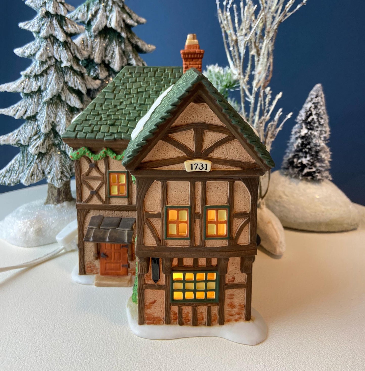 Illuminated Christmas Village T. Puddlewick Spectacle Shop by Dept. 56. Dickens' Village. Seasonal Home Retail Decor. Night Light.