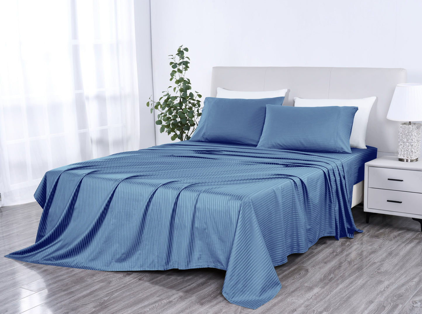 Kathy Ireland 500 Thread Count Damask Stripe Sheet Set with Optifit