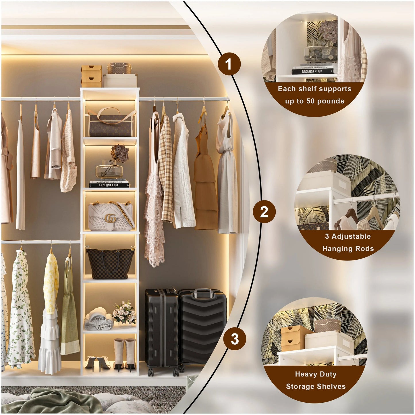Closet System Starter Kit with Tower and 3 Hang Rods