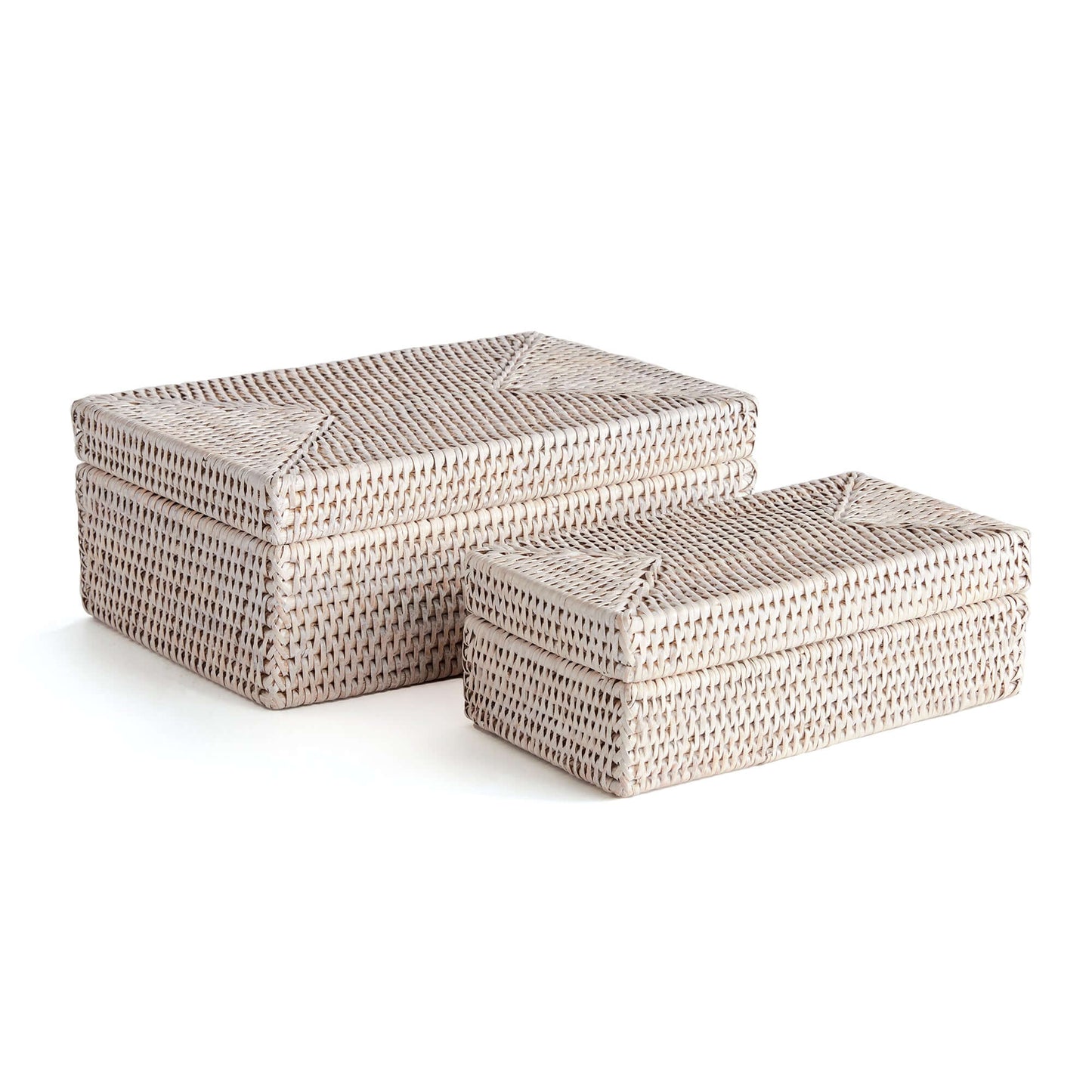 Coastal Style Rattan Letter Boxes with Lids (Set of 2)