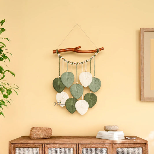 Coda Green Macrame Leaves with Flower Tassel