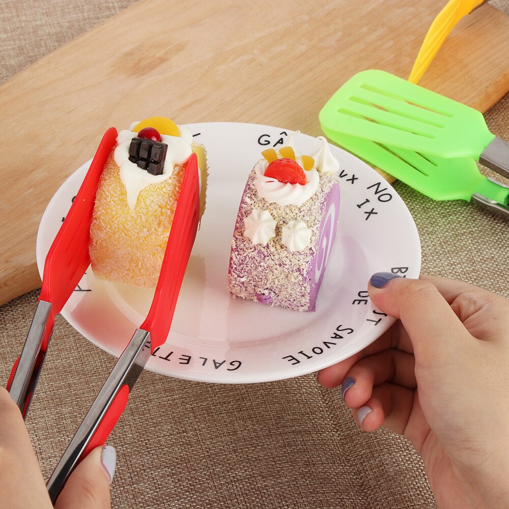 Color Rando!!!1PC Nylon Stainless Steel BBQ Tongs