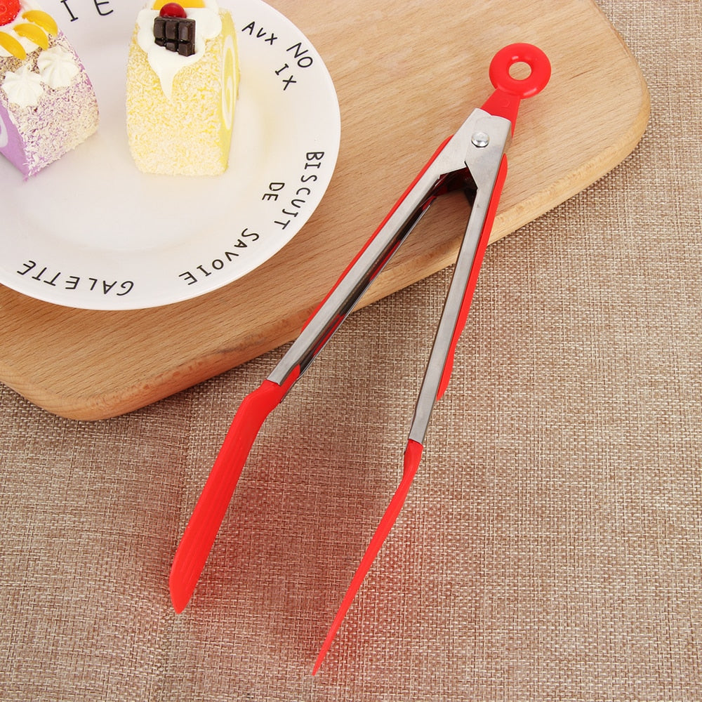 Color Rando!!!1PC Nylon Stainless Steel BBQ Tongs