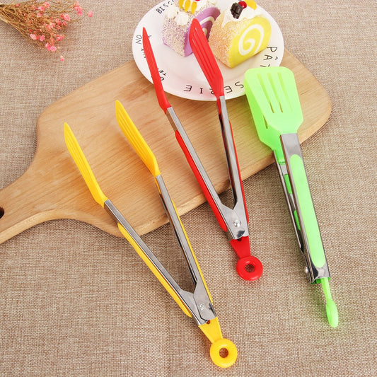 Color Rando!!!1PC Nylon Stainless Steel BBQ Tongs