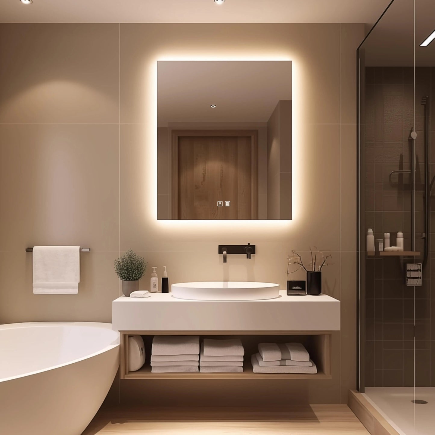 Compact Sleek Backlit LED Bathroom Mirror