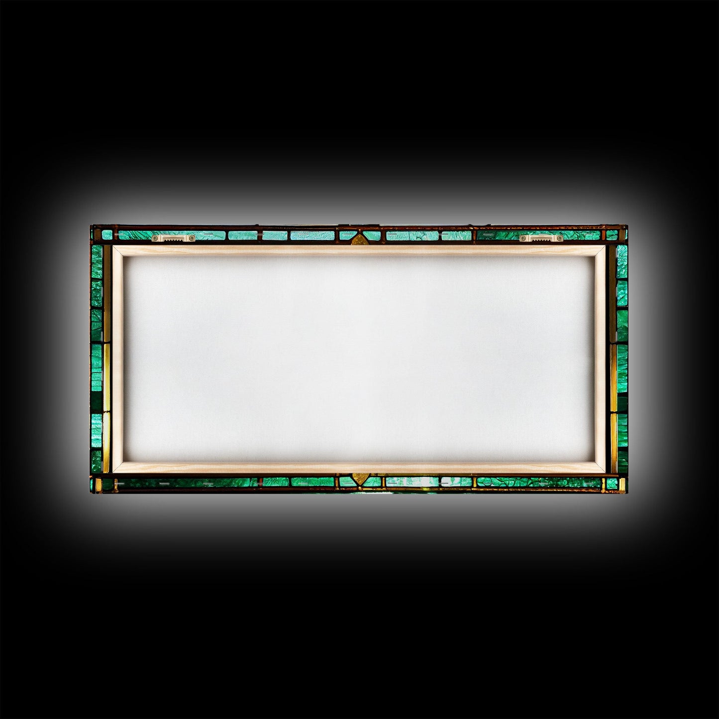 Emerald Green and Gold Art Deco Sail Boat, Framed Canvas Print, Retro MCM Style Wall Art, Midcentury Modern, Vintage Style, Stained Glass