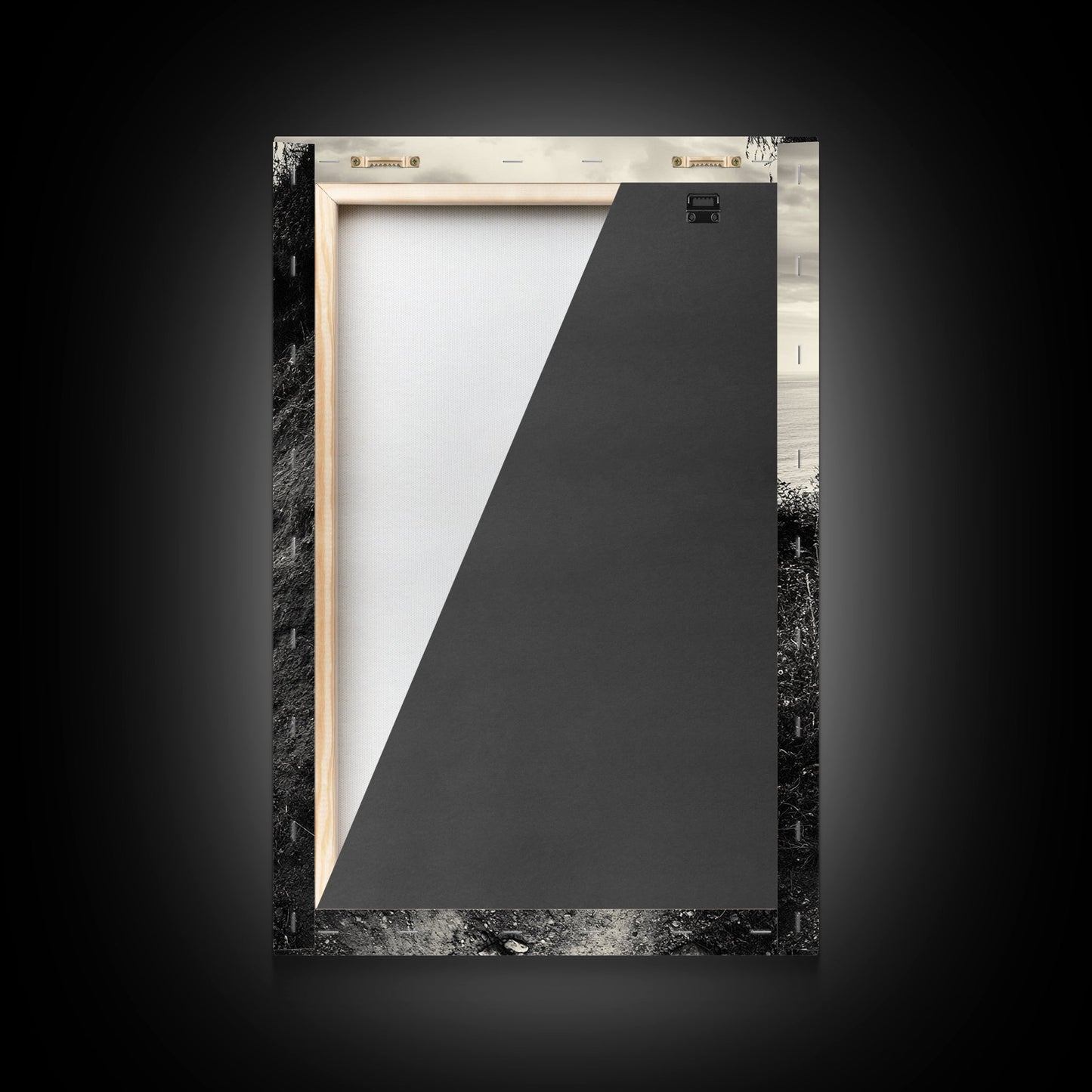 Coastal Cliff Path, Tranquil Trail, Black and White Landscape, Nature Lover Gift, Framed Canvas Print, Entryway Wall Art, Rustic Boho Art