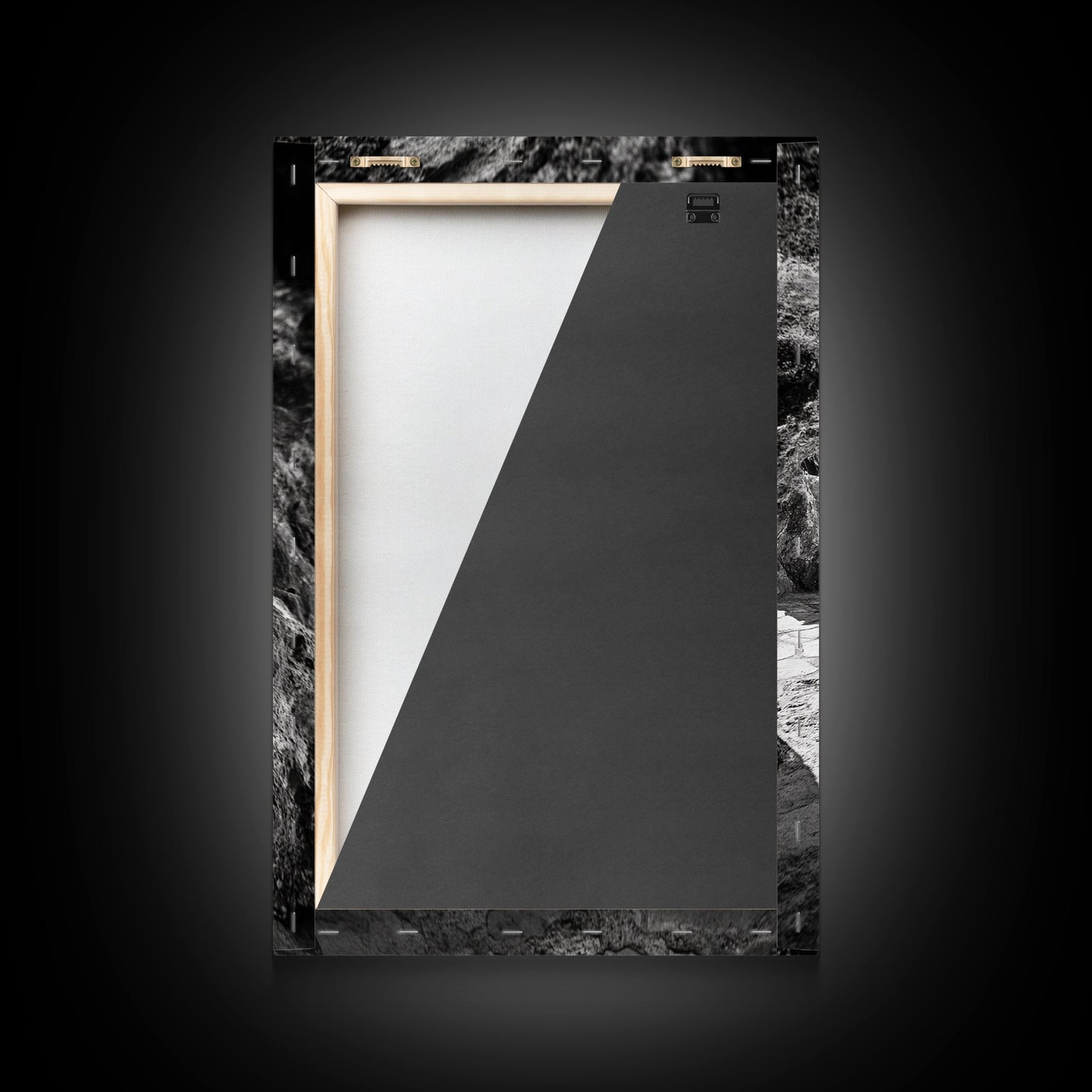 Hidden Pool Grotto, Tropical Oasis, Black and White Photo, Canvas Print, Spa Bathroom Art, Zen Vibes, Modern Nature Wall Decor