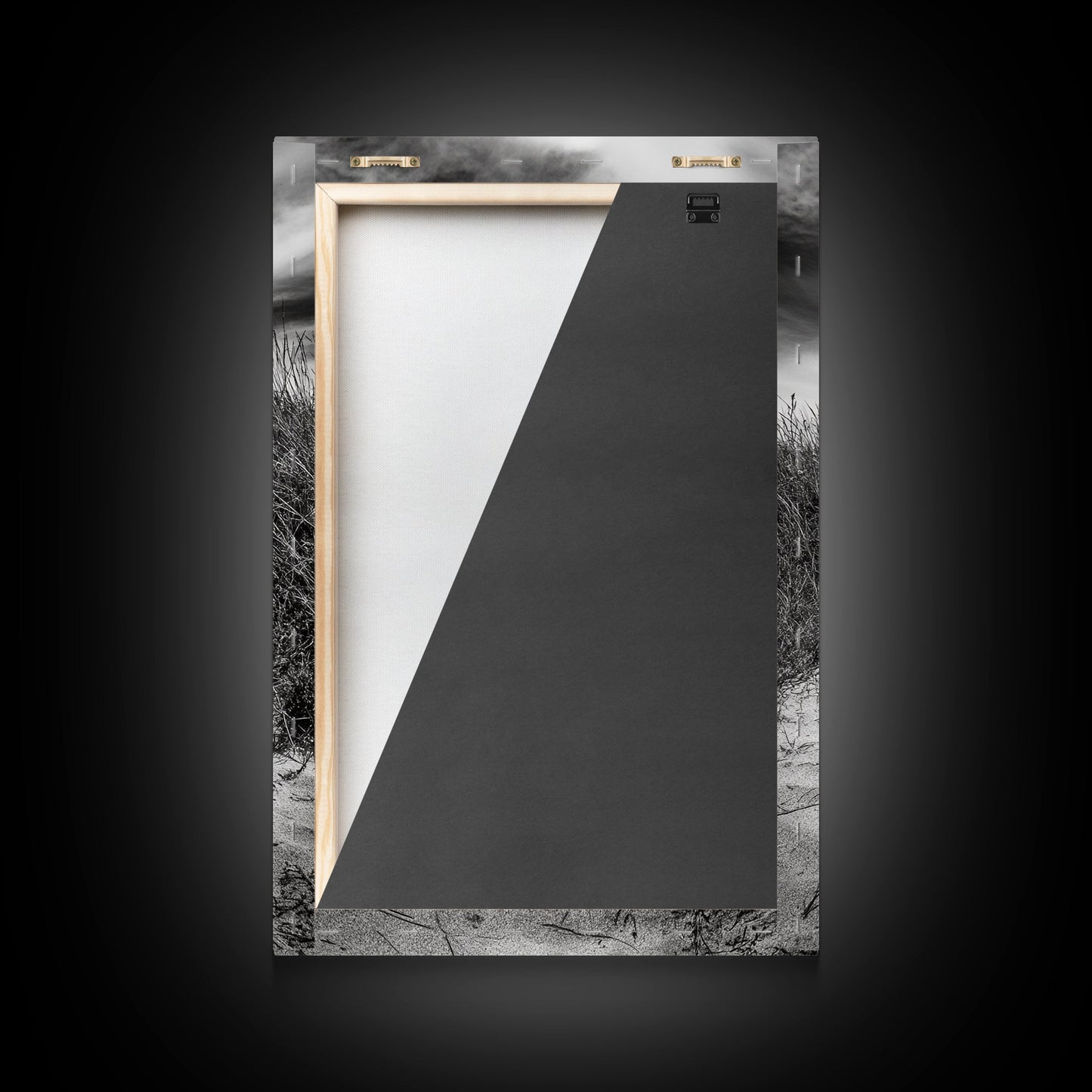 Deserted beach chair, quiet coast vibes, windswept scene, peaceful solitude, Canvas Print, hallway decor, rustic retreat outdoor artwork