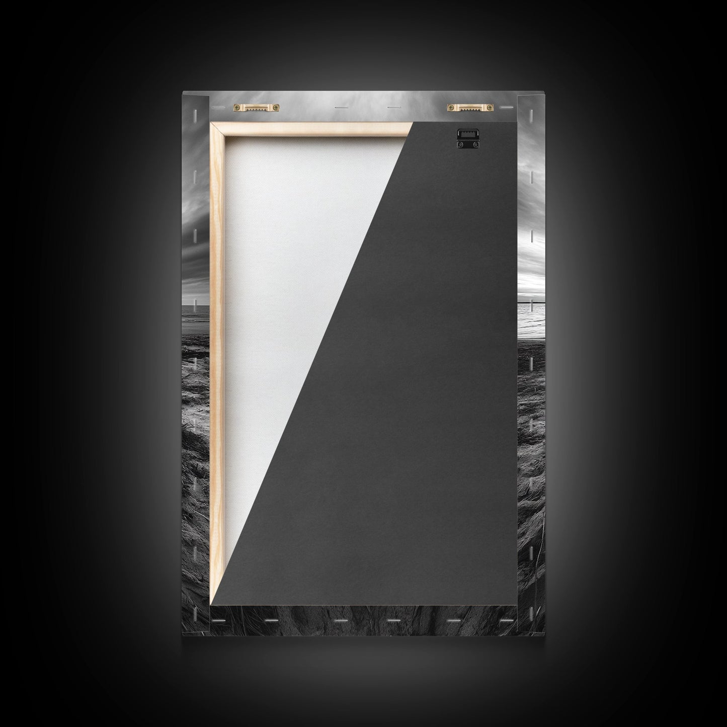 Coastal campfire glow, serene seaside bonfire, sunset flames, sandy warmth, Framed Canvas Print, Fall decor, cozy cabin wall art