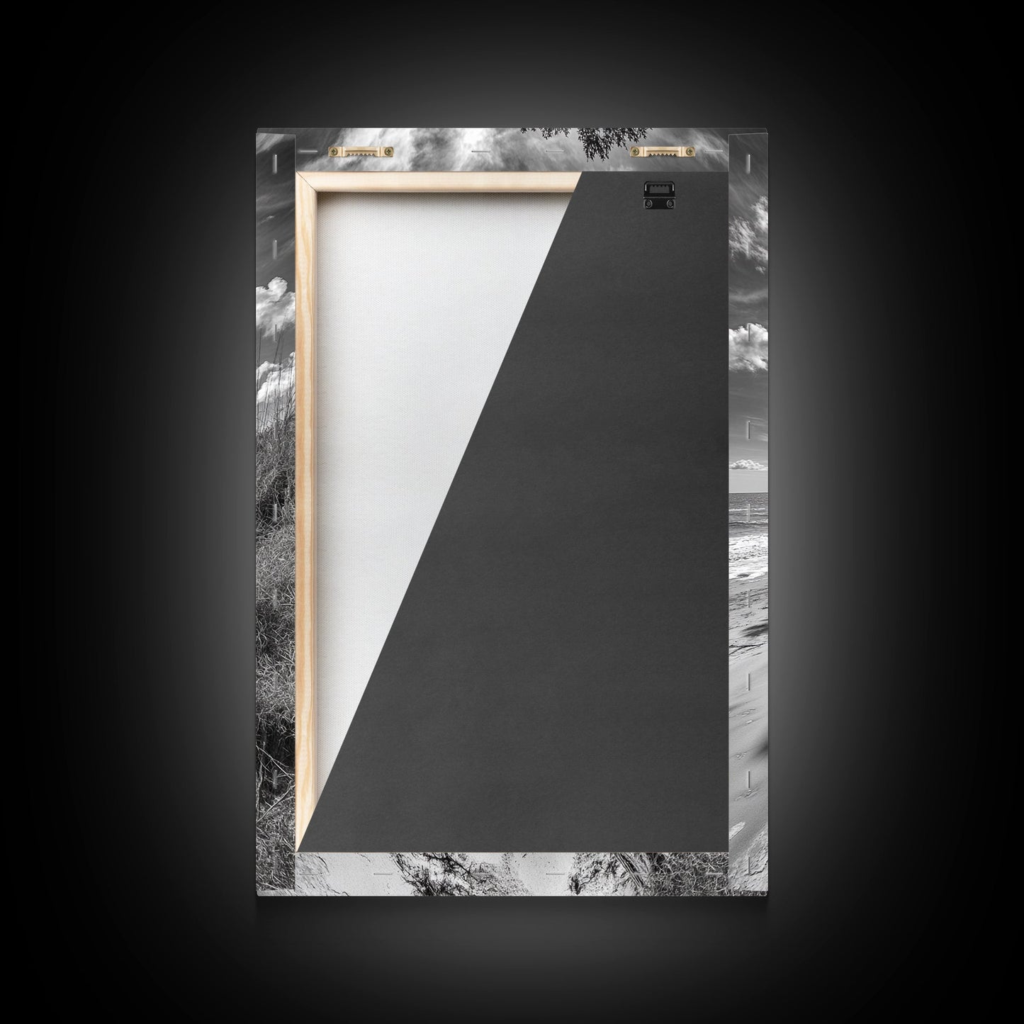 Coastal Tree Scene, Wind Swept Dune, Ocean Beach Horizon, Autumn Coastal Wall Art, Framed Canvas Print, Nature Lover Home Decor