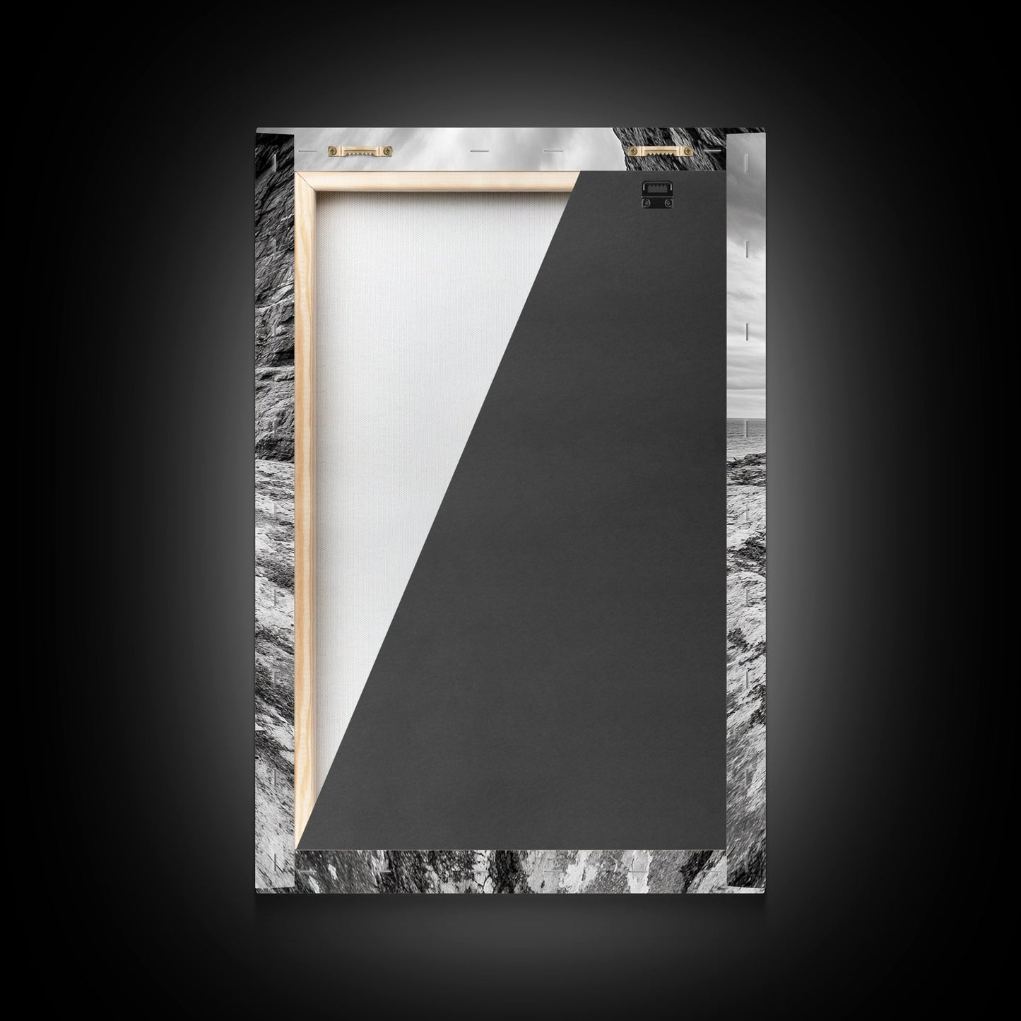 Compass On Cliff, Adventure Travel Art, Nautical Wall Decor, Framed Canvas Print, Rustic Office Art, Nature Explorer Gift Idea