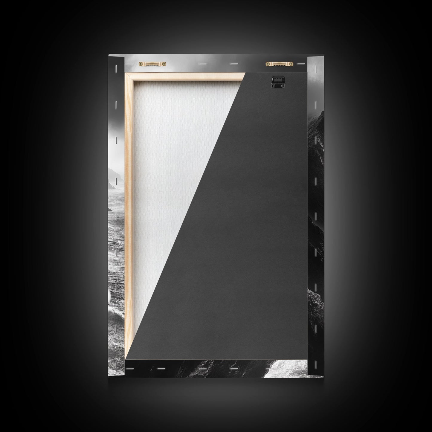 Jagged Cliff Coast, Stormy Ocean Scene, Dramatic Nature Art, Black White Photography, Framed Canvas Print, Office Wall Art, Coastal Decor