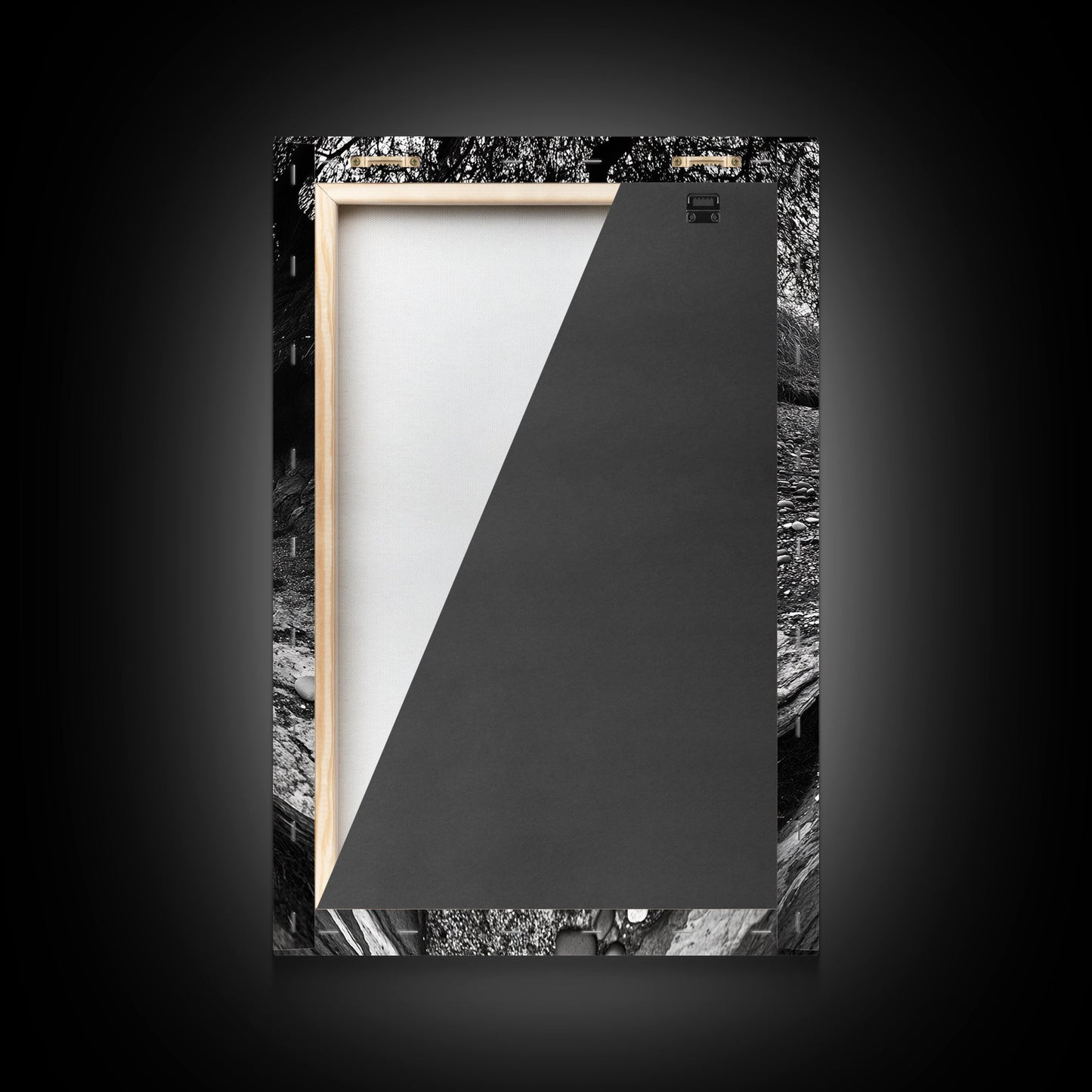 Dry Creek, Twisted Tree, Rocky Path, Framed Canvas Print, Moody Autumn Wall Art, Earthy Entryway Decor, Nature Texture Photography