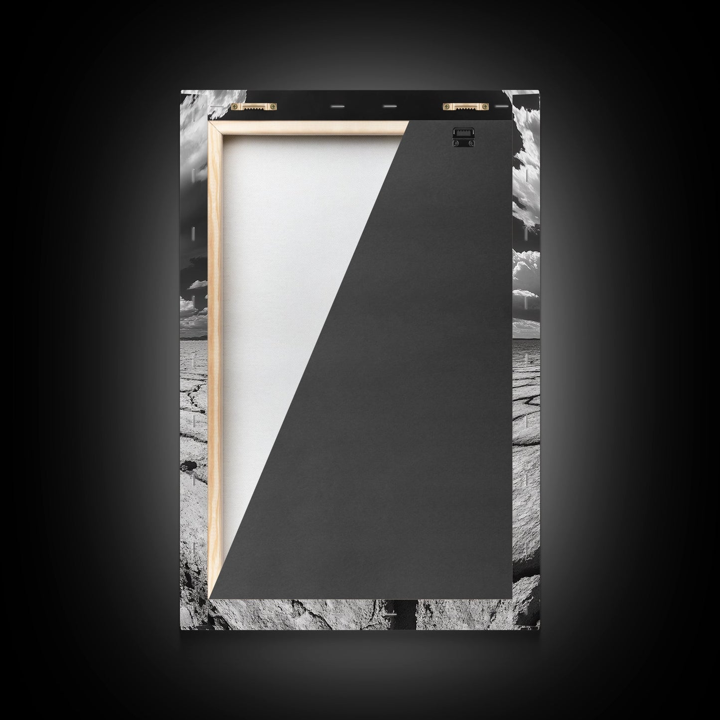 Cracked Earth, Storm Sky, Desert View, Framed Canvas Print, Dramatic Landscape Art, Modern Living Room Decor, Moody Minimalist Wall Art